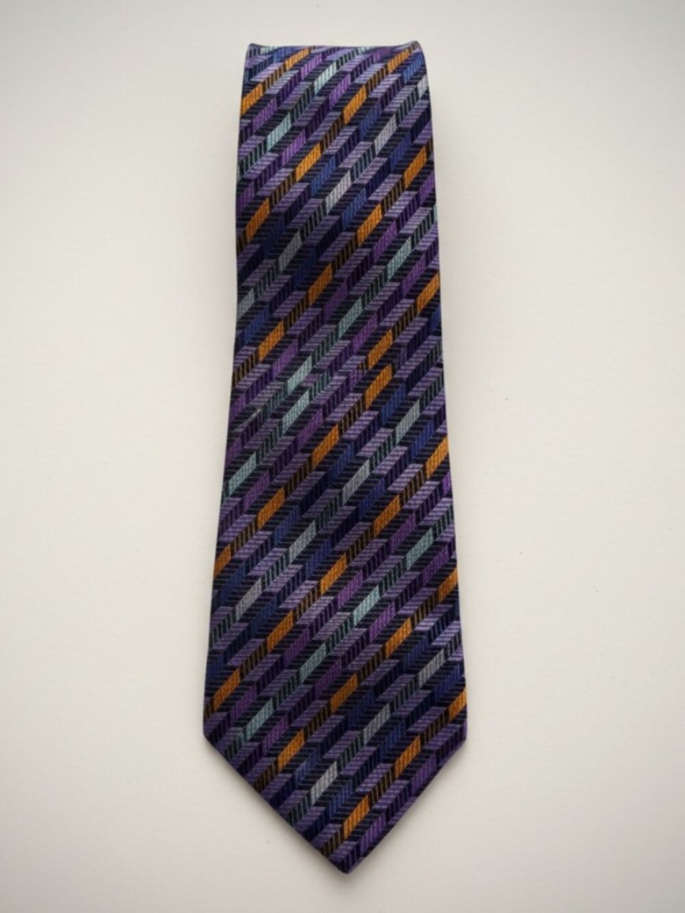 Giorgio Armani Silk Tie Chevron Stripe Made in Italy